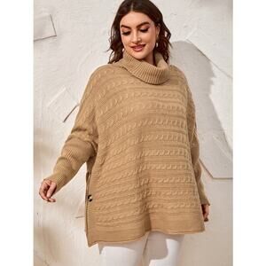 SHEIN Plus Turtleneck Cable Knit Dolman Sleeve Sweater Size 3XL